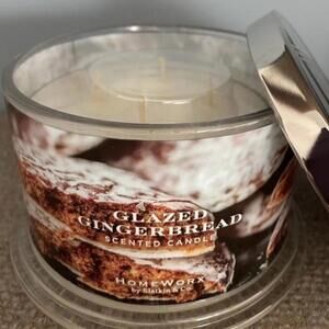 🆕 Glazed Gingerbread Christmas Candle HomeWorx Slatkin Co 4 wick Large 18 Oz